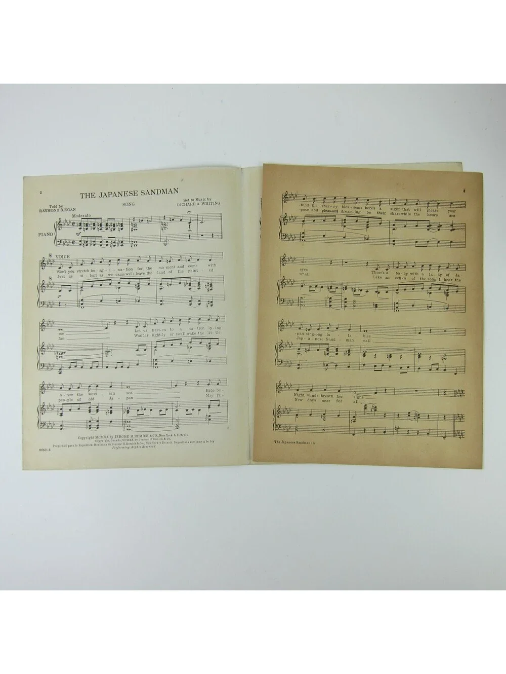 Sheet Music The Japanese Sandman Raymond Egan & Richard Whiting Vintage 1920
